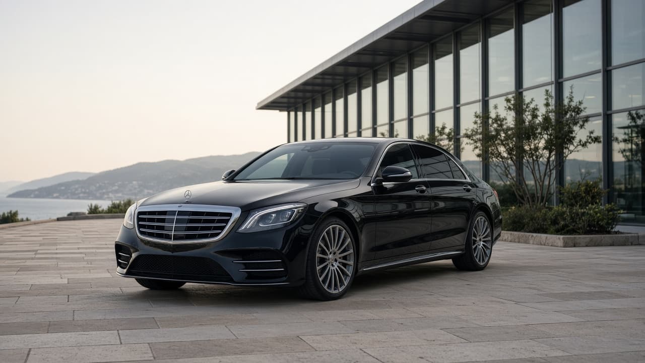 Mercedes noire pour un transfert entre Monaco et l'aéroport de Nice